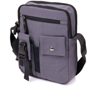 Універсальна текстильна чоловіча сумка на два відділення Vintage 20659 Графитовая
