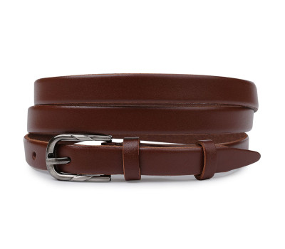 Гладкий кожаный ремень для женщин Vintage 20750 Коричневый