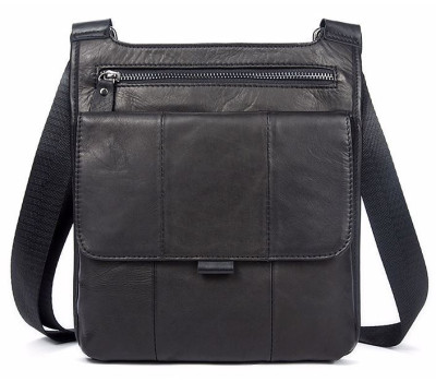 Сумка чоловіча гладка Vintage 14732 Чорна