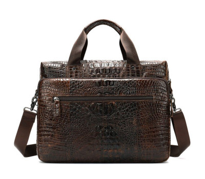 Сумка для ноутбука з тисненням під рептилію Vintage 14719 Коричнева