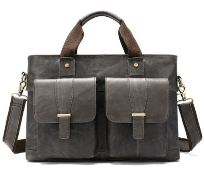 Сумка горизонтальная мужская кожаная Vintage 14778 Серая