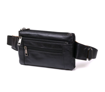 Чоловіча сумка на пояс із натуральної шкіри Vintage 20474 Чорний