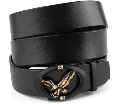 Ремінь чоловічий з пряжкою автомат з силуетом орла Vintage 20297 Чорний