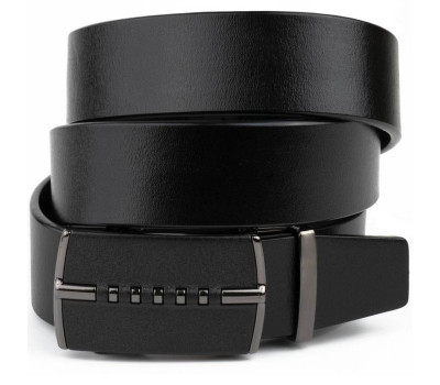 Ремень мужской с пряжкой автомат матовой Vintage 20318 Черный
