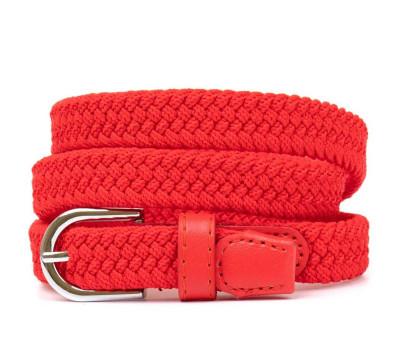 Текстильный тонкий женский ремень классика Vintage 20543 Красный
