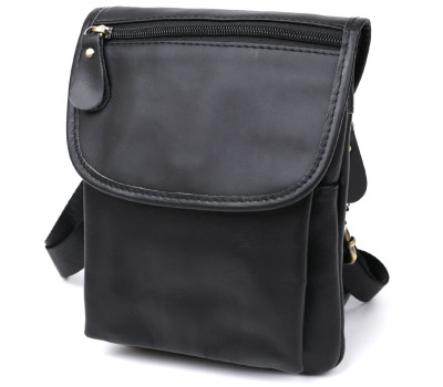 Шкіряна невелика чоловіча сумка через плече Vintage 20467 Чорний