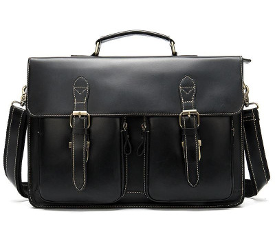 Портфель чоловічий зі шкіри на плече Vintage 14878 Чорний