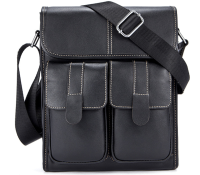 Сумка мужская вертикальная кожаная Vintage 20019 Черная