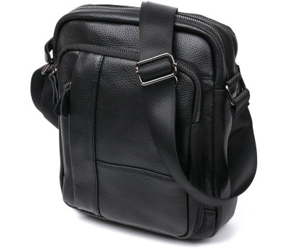 Добротна шкіряна чоловіча сумка Vintage 20677 Чорний