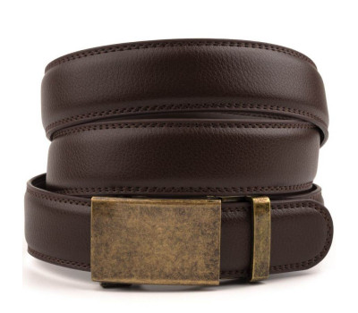 Ремінь з натуральної шкіри з автоматичною пряжкою латунь Vintage 20309 Коричневий