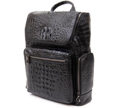 Рюкзак під рептилію шкіряний Vintage 20431 Чорний