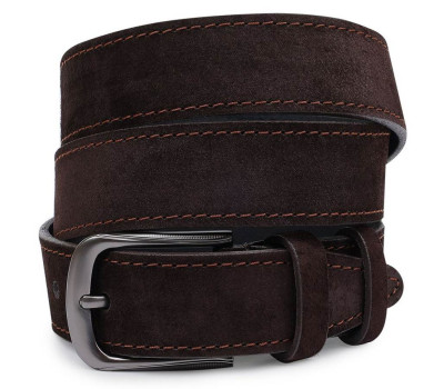 Замшевий стильний чоловічий ремінь Vintage 20711 Темно-коричневий