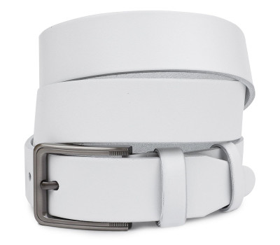 Гладкий стильный мужской ремень Vintage 20718 Белый