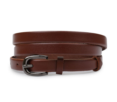 Гладкий кожаный женский ремень Vintage 20758 Коричневый