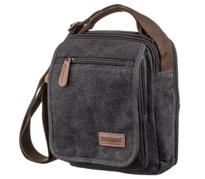 Універсальна текстильна чоловіча сумка на два відділення Vintage 20199 Чорна