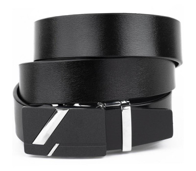 Ремінь чоловічий з чорною матовою пряжкою Vintage 20329 Чорний