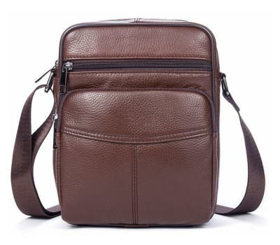 Сумка чоловіча зерниста Vintage 14705 Коричнева