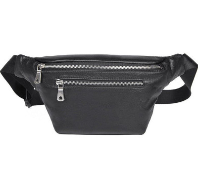 Сумка поясна зерниста шкіряна Vintage 14979 Чорна