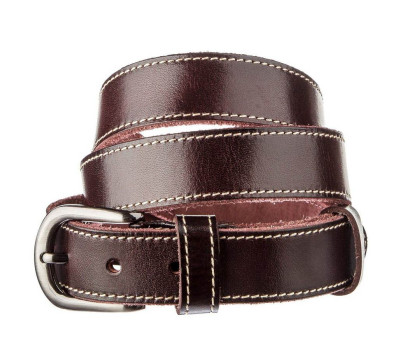 Ремінь унісекс з рядком по краях Vintage 20125 Темно-коричневий