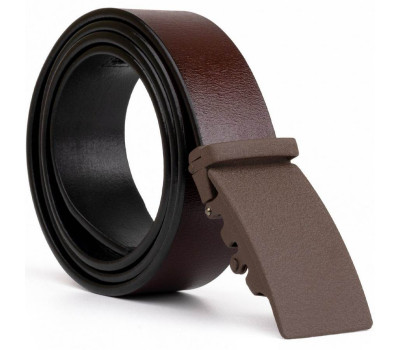 Ремінь з натуральної шкіри з матовою автоматичною пряжкою Vintage 20217 Коричневий