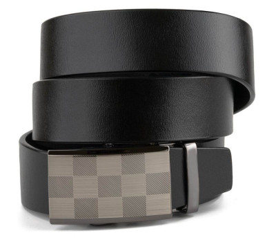 Ремінь чоловічий з автоматичною пряжкою шахматка Vintage 20266 Чорний