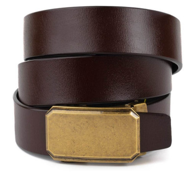 Ремінь чоловічий c латунною пряжкою Vintage 20276 Коричневий