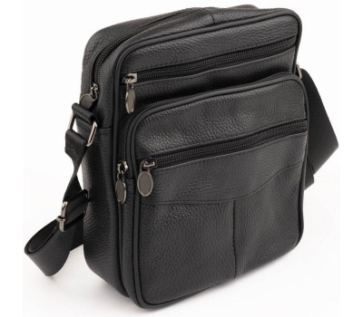 Сумка чоловіча на одне відділення зерниста Vintage 20203 Чорна