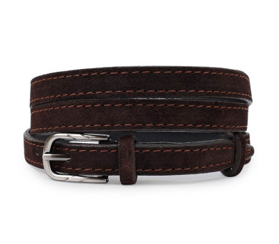 Замшевий елегантний жіночий ремінь Vintage 20757 Темно-коричневий