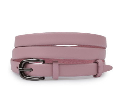 Тонкий ремень из натуральной кожи Vintage 20761 Розовый