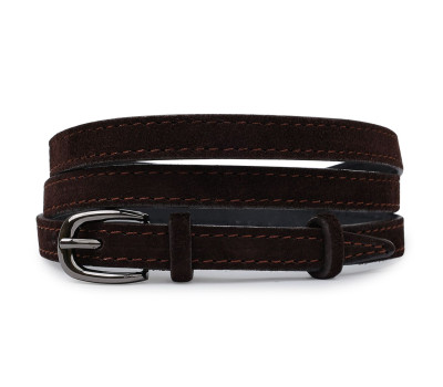 Замшевый стильный женский ремень Vintage 20765 Темно-коричневый