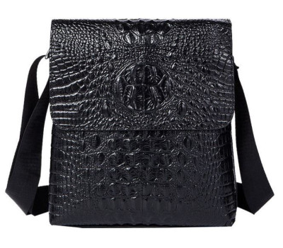 Сумка чоловіча вертикальна з тисненням під рептилію Vintage 14715 Чорна
