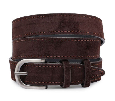 Элегантный замшевый ремень Vintage 20791 Темно-коричневый
