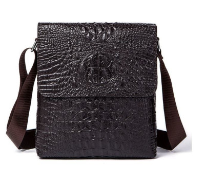 Сумка чоловіча вертикальна з тисненням під рептилію Vintage 14723 Коричнева