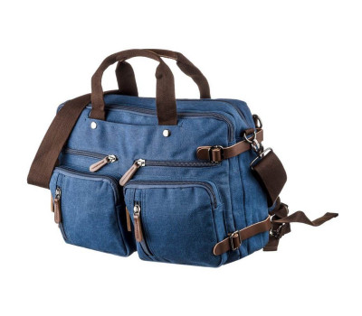 Сумка-трансофрмер текстильна велика Vintage 20153 Синя