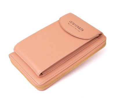 Вертикальний жіночий клатч з шкірозамінника Vintage sale_14906 пудровим