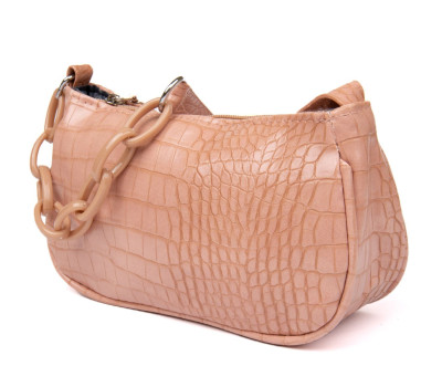 Компактна сумка-багет з шкірозамінника під екзотику Vintage sale_14926 Рожева