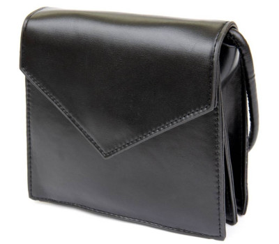 Горизонтальна сумка з лініями зі шкірозамінника Vintage sale_14930 Чорна