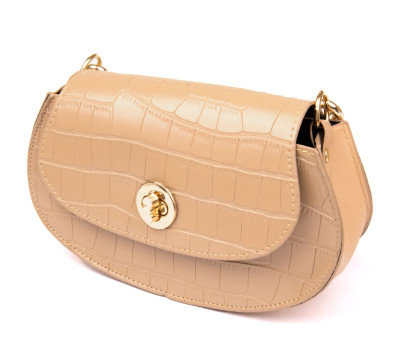 Компактна сумка-багет з шкірозамінника під екзотику Vintage sale_14939 Бежева