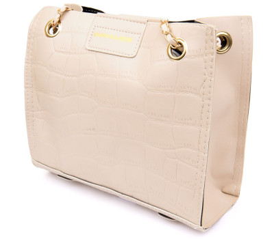 Сумка зі шкірозамінника під екзотичну шкіру Vintage sale_14940 Бежева