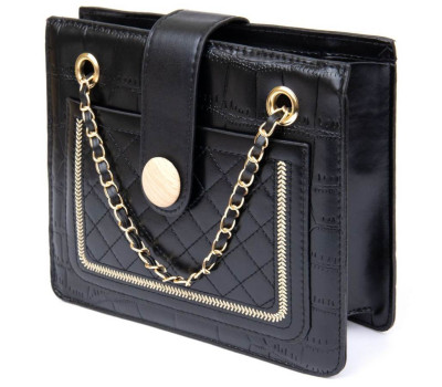 Сумка зі шкірозамінника з тисненням Vintage sale_14943 Чорна