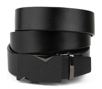 Ремень мужской с пряжкой автомат матовой Vintage 20321 Черный