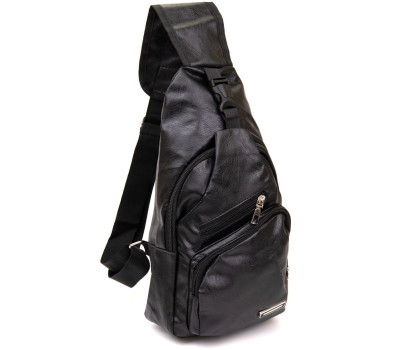 Сумка крос боді з емблемою зі шкірозамінника Vintage 20568 Чорна