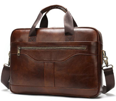 Ділова чоловіча сумка з зернистої шкіри Vintage 14837 Коричнева