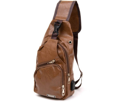 Сумка крос боді з емблемою зі шкірозамінника Vintage 20570 Руда