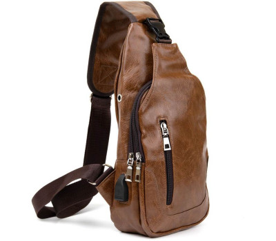Сумка через плече на два відділення кожзам Vintage 20561 Світло-коричнева