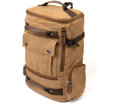 Рюкзак текстильний дорожній унісекс з ручками Vintage 20664 Пісочний