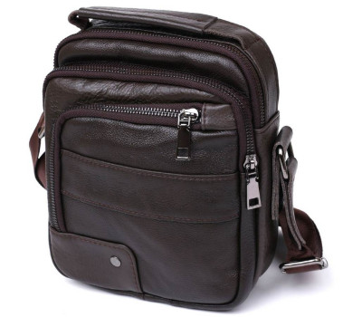 Шкіряна практична чоловіча сумка через плече Vintage 20458 Коричневий