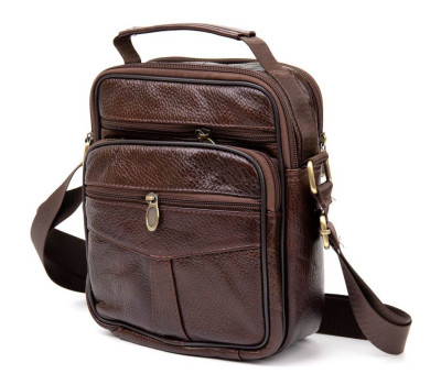 Чоловічий компактний месенджер на 2 відділення Vintage 20455 Коричневий