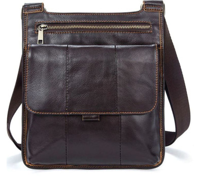 Сумка чоловіча гладка Vintage 14742 Коричнева