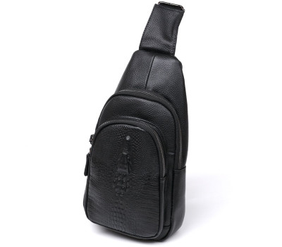 Модна шкіряна чоловіча сумка через плече Vintage 20673 Чорний